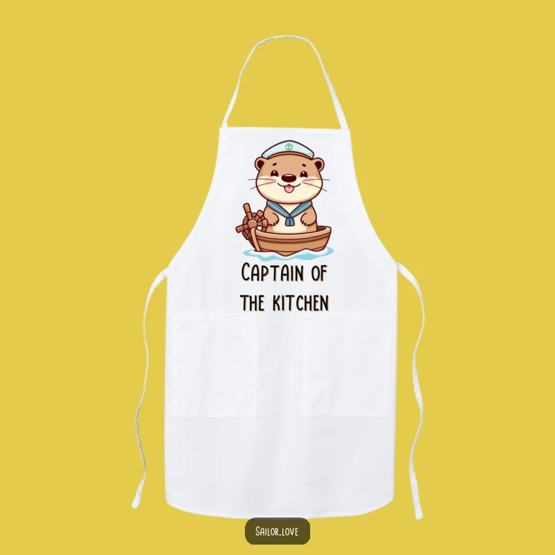 Funny Cheerful Otter Apron - Sailor Chef Wear, Fun Boat Gift!