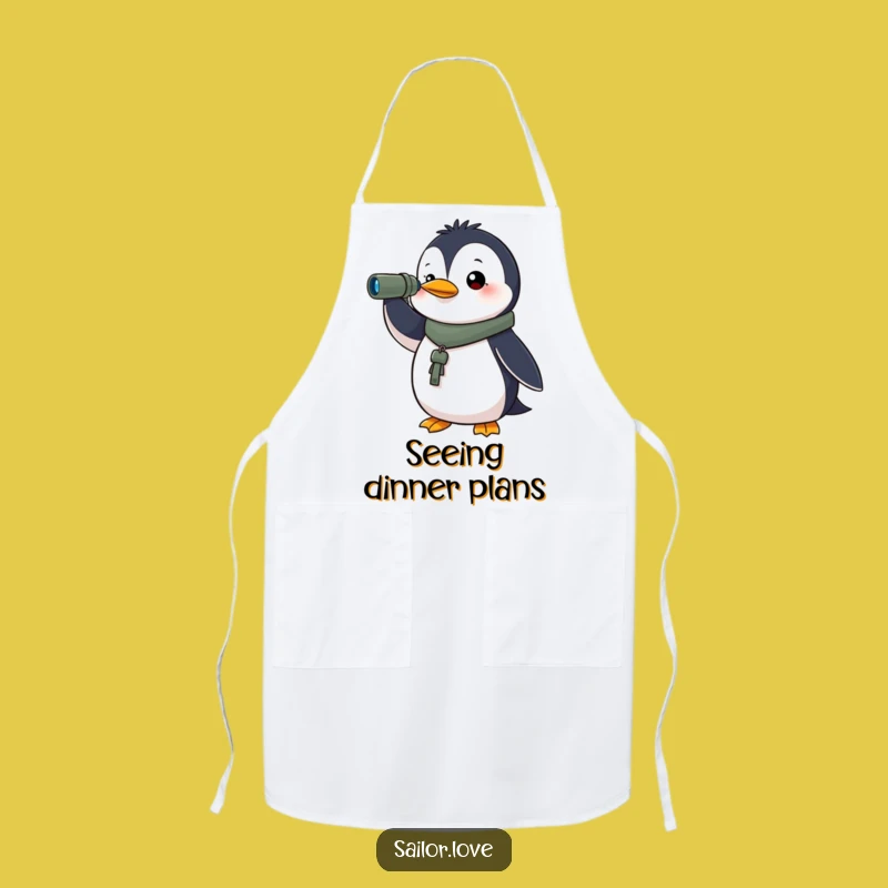 Funny Determined Penguin Apron - Spyglass Chef Wear, Fun Explorer Gift!