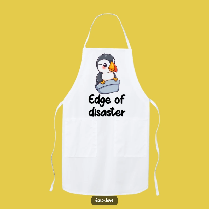 Funny Puffin Chef Apron: Nautical Kitchen Wear with a Curious Bird, Great Gift