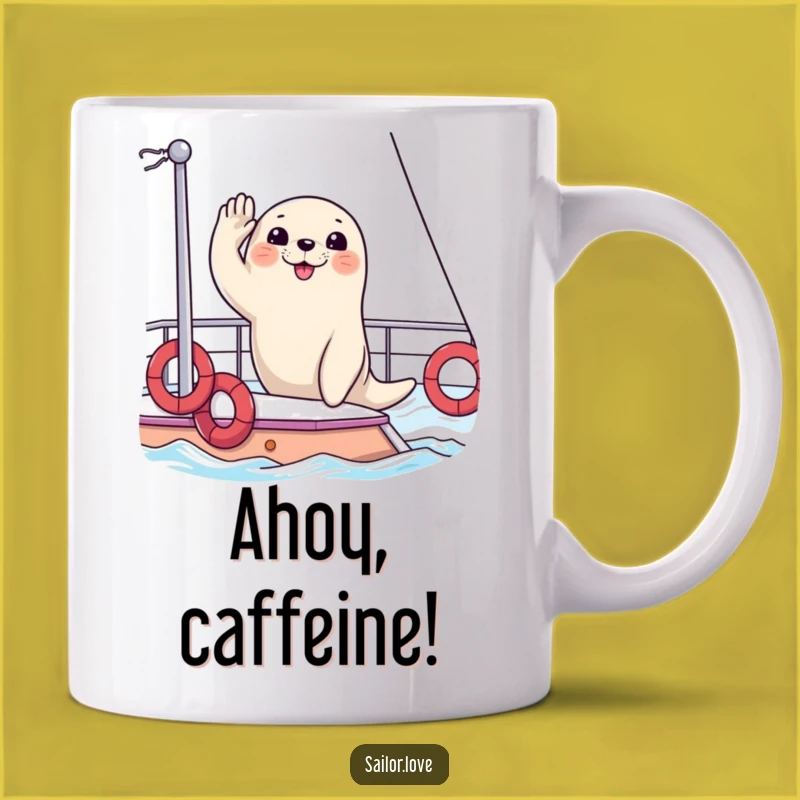 Funny Seal Yacht Mug: Happy Seal Saluting, Perfect Funny Gift for Luxury Lovers