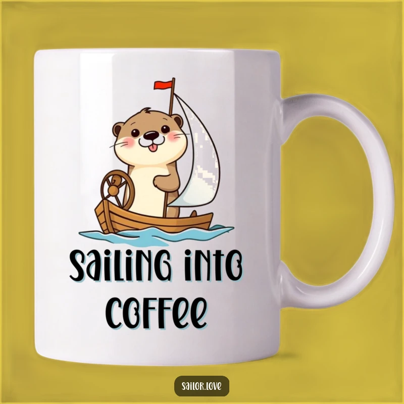 Funny Otter Sailboat Mug: Cheerful Otter Steering a Boat, Perfect Funny Gift for Sailors
