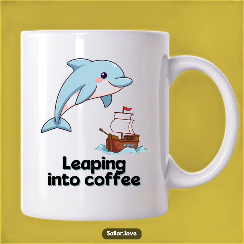 Funny Dolphin Sailor Mug: Joyful Leaper Gift for Ocean Lovers