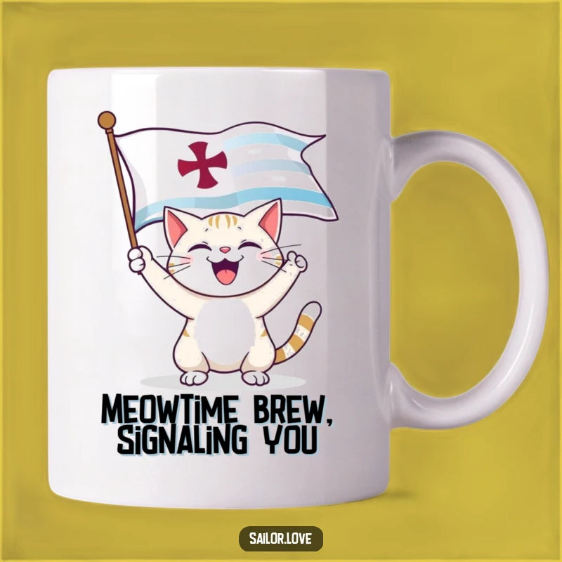 Funny Cat Captain Mug: Joyful Nautical Flag, Perfect Funny Gift for Cat Lovers