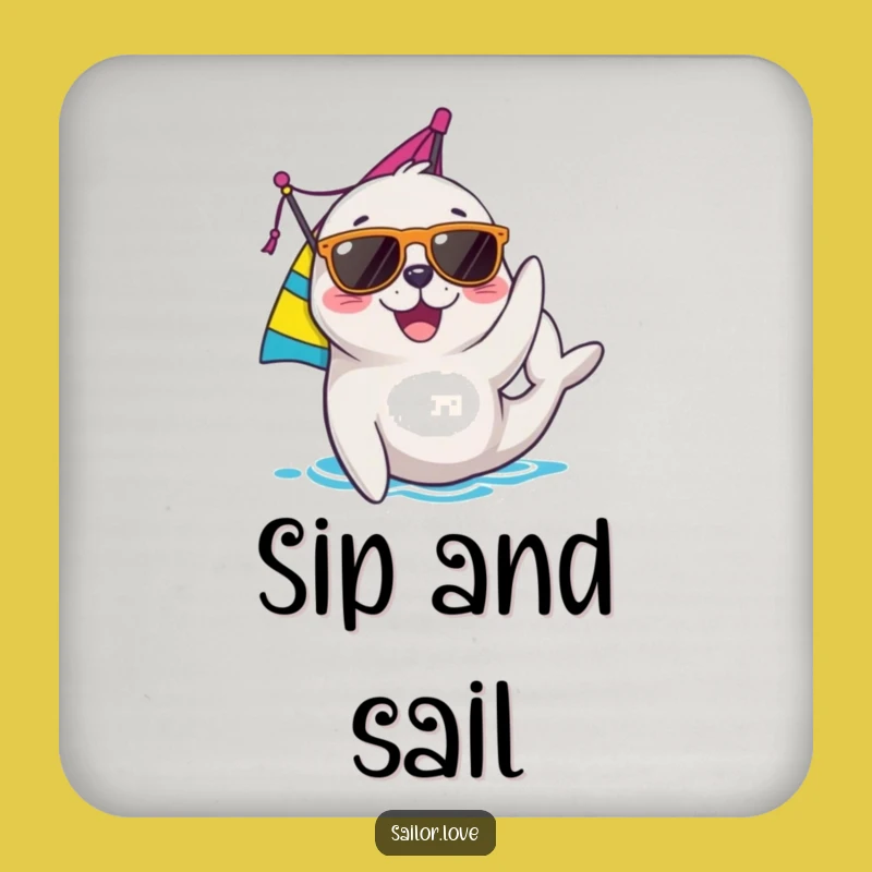 Funny Seal Coaster Set: Protect Surfaces with Joyful Sailor Art