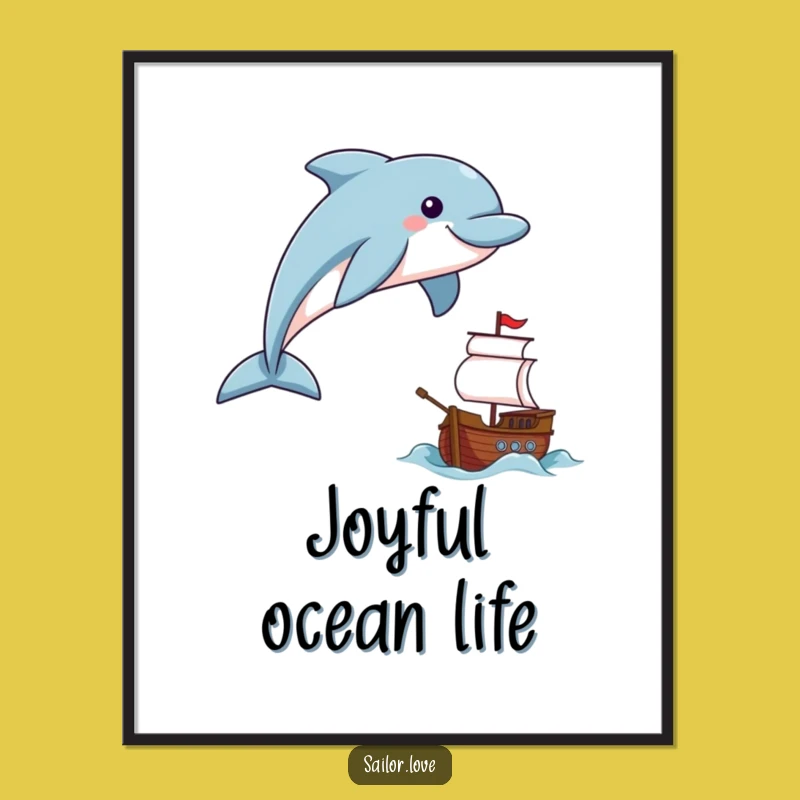 Funny Dolphin Sailor Poster: Joyful Leaper Wall Art for Ocean Vibes