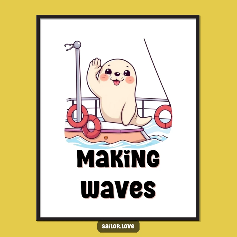 Funny Seal Yacht Poster: Saluting Seal Artwork, a Classy Funny Gift for Nautical Decor