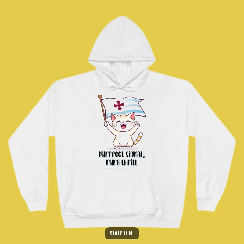 Cozy Funny Cat Captain Hoodie: Warm Flag Vibes, Adorable Funny Cat Gift