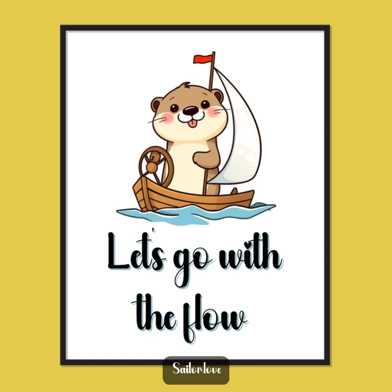 Free Printable Wall Art: Otter's Sailing Adventure, Cheerful Downloadable Decor