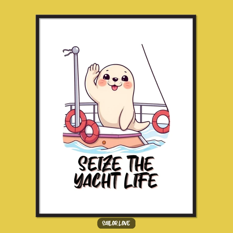 Free Printable Wall Art: Seal's Yacht Life, Nautical Downloadable Decor