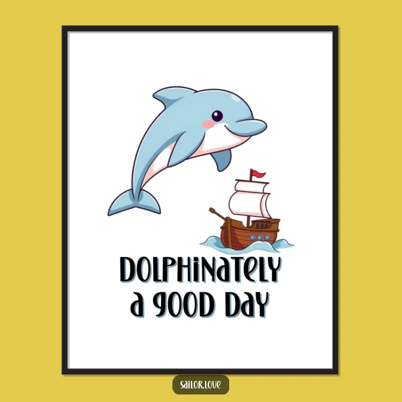 Funny Free Printable Dolphin Art: Joyful Ocean Scene Downloadable Decor