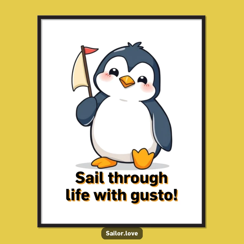 Funny Free Printable Penguin Art: Hilarious Sailboat Downloadable Wall Decor