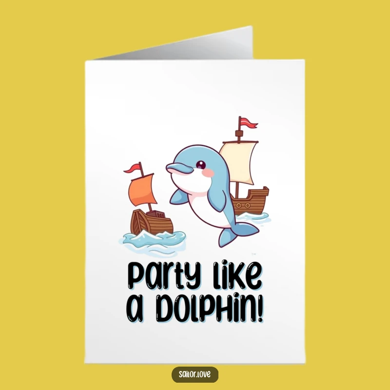 Free Printable Birthday Card: Playful Dolphin Leaping Funny Downloadable Gift