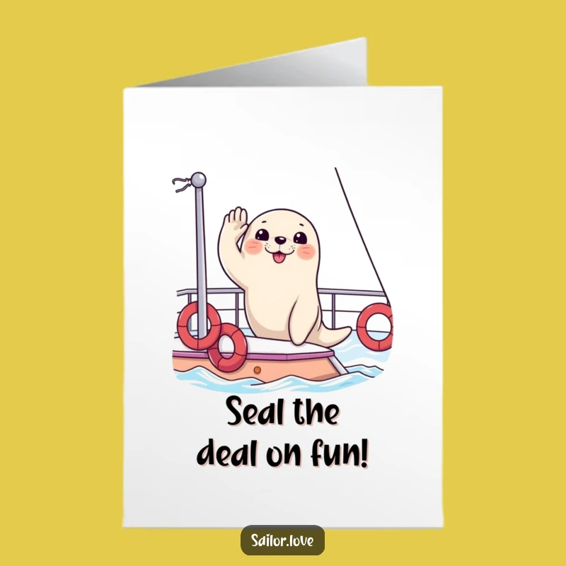 Free Printable Birthday Card: Seal's Yacht Salute, Classy Funny Downloadable Gift