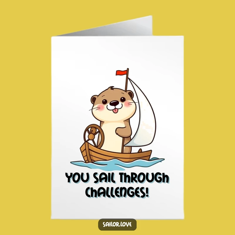 Free Printable Congrats Card: Otter's Sailing Success, Cheerful Downloadable Gift