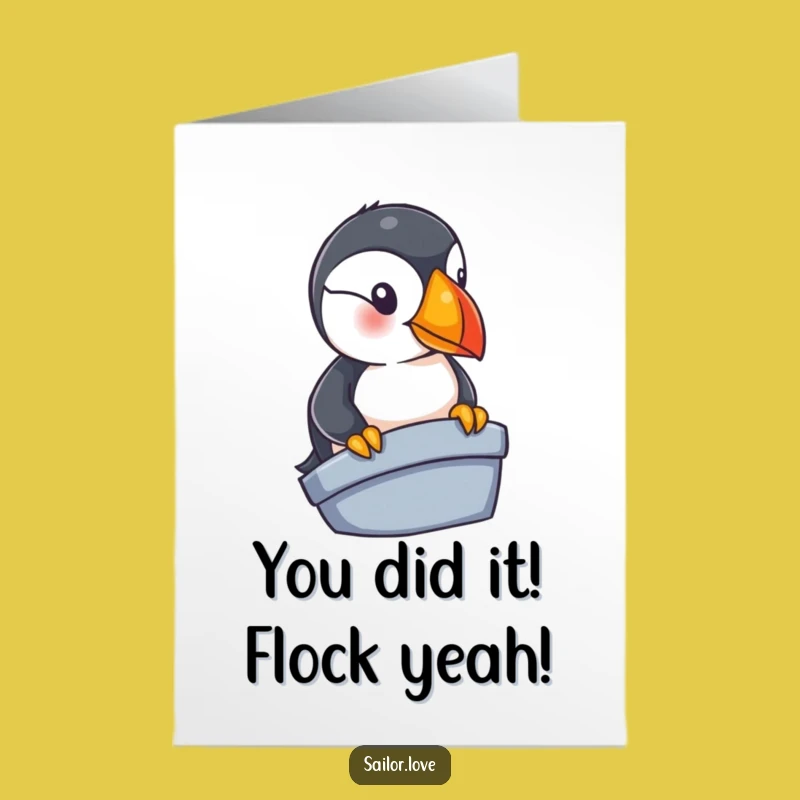 Free Printable Congrats Card: Puffin Peeking - Humorous Downloadable Congratulations