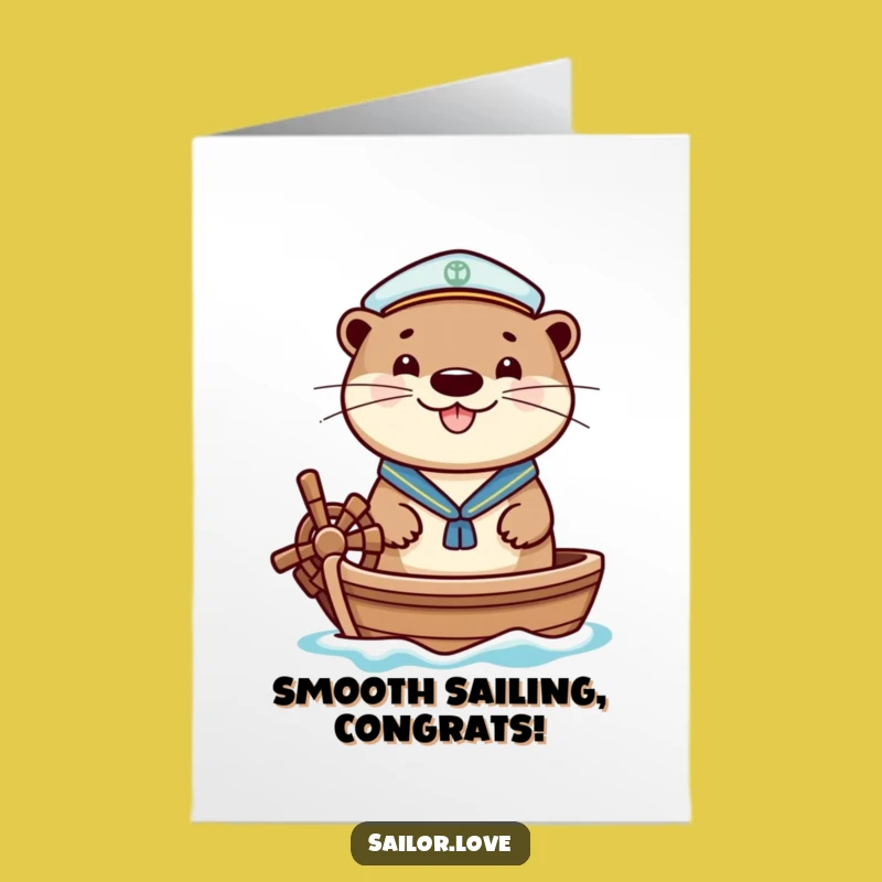 Free Printable Congrats Card: Cheerful Otter Sailor Funny Downloadable Gift