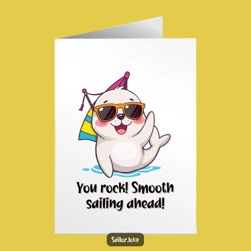 Free Printable Congrats Card: Cool Seal & Sail - Humorous Downloadable Celebration