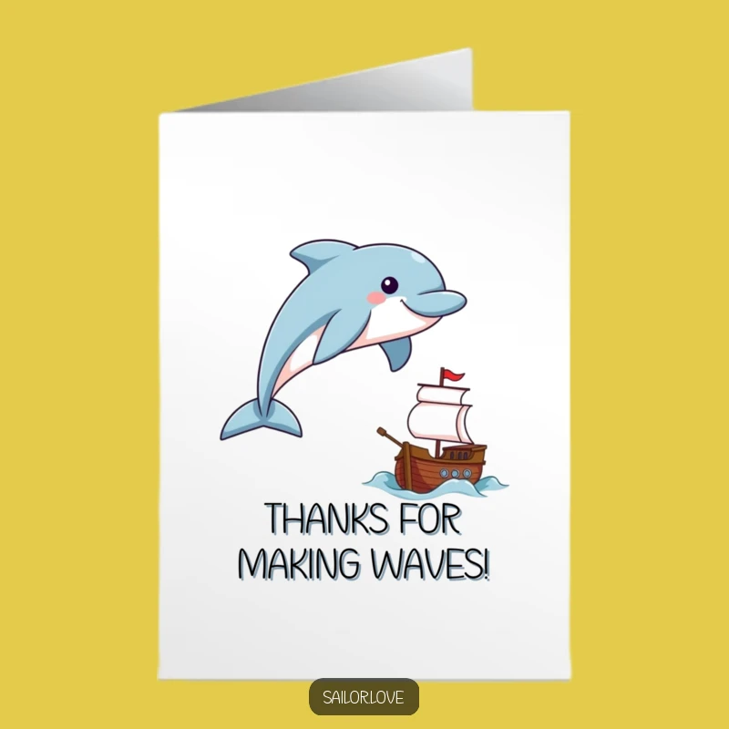 Free Printable Dolphin Thank You Card: Cheerful Marine Thanks Gift