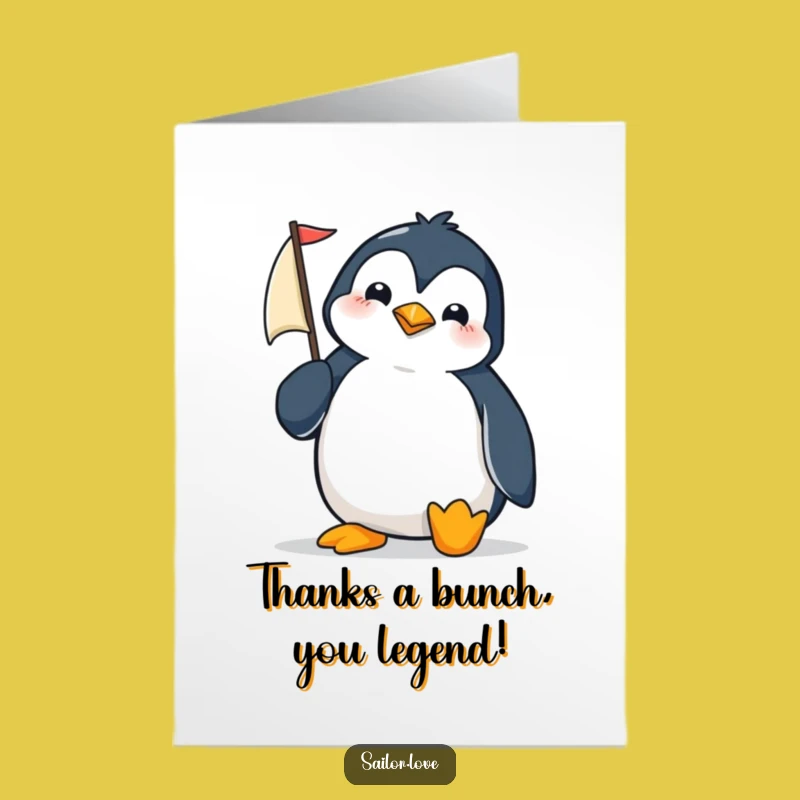 Free Printable Penguin Thank You Card: Funny Penguin Sailing Thanks Gift