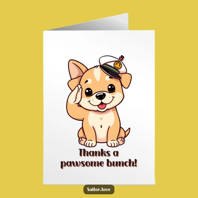 Free Printable Thank You Card: Puppy's Grateful Salute, Funny Downloadable