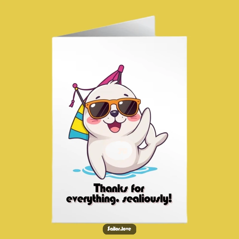 Funny Free Printable Thank You Card: Cool Seal Sailing - Downloadable Appreciation