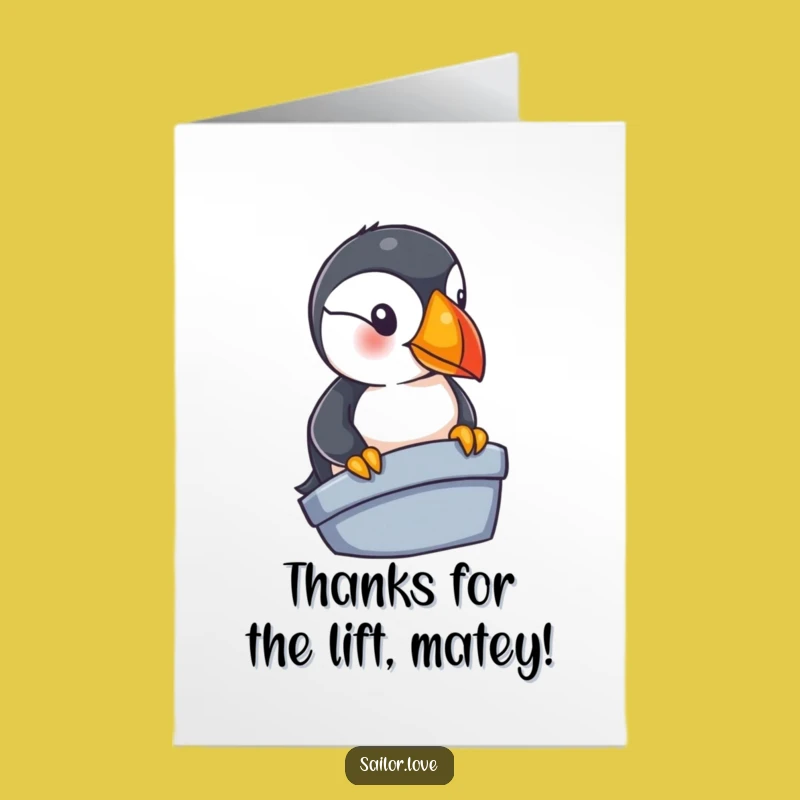 Funny Free Printable Thank You Card: Puffin Peeking - Express Gratitude Humorously