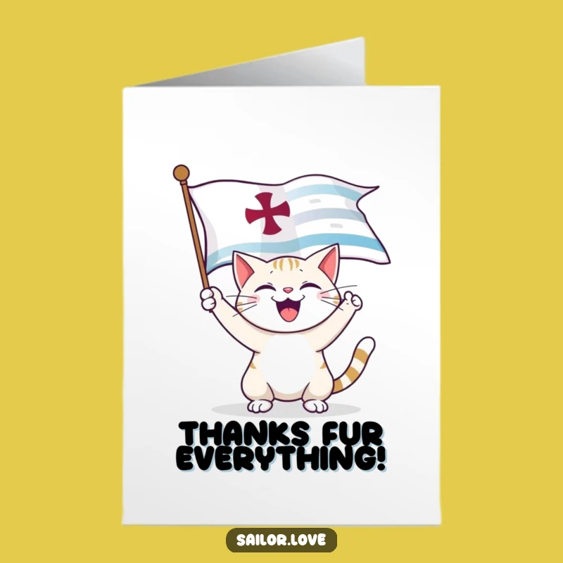 Free Printable Thank You Card: Cat's Nautical Thanks, Funny Downloadable