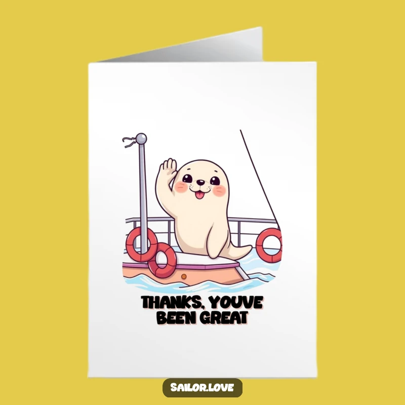 Free Printable Thank You Card: Seal's Yacht Thanks, Polite Downloadable Gift