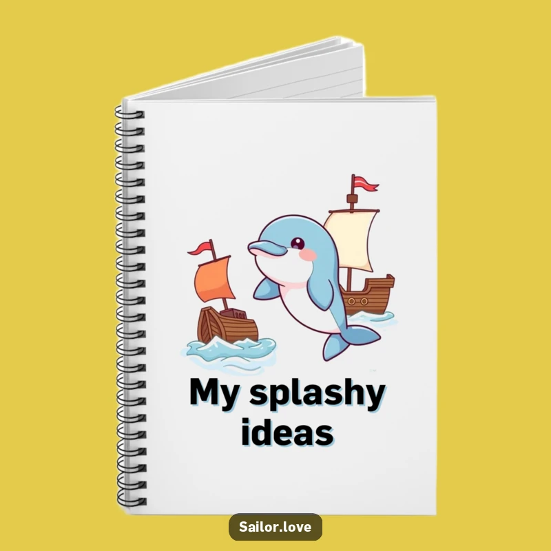 Funny Playful Dolphin Notebook - Flag & Ship Journal, Great Writer's Gift!