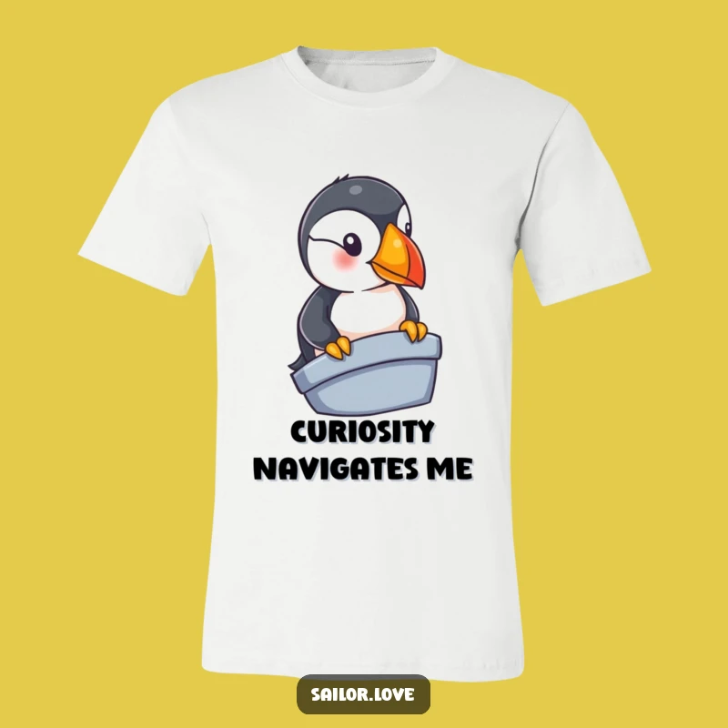 Funny Puffin Peeking T-Shirt: A Curious Bird's Nautical Adventure Tee Gift