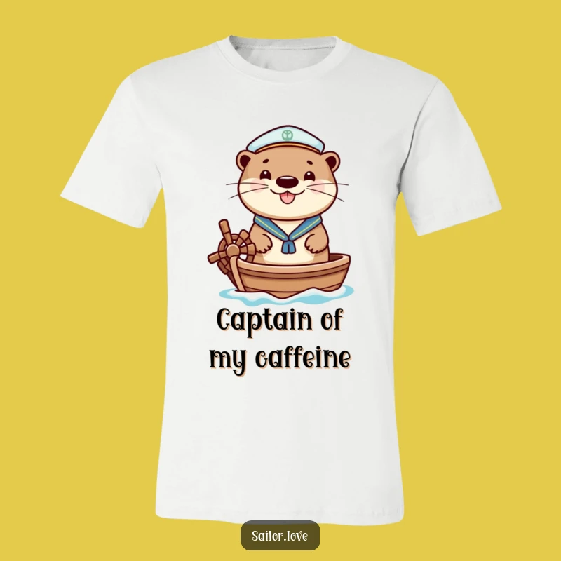 Funny Cheerful Otter Sailor T-Shirt - Happy Boat Design, Great Gift!