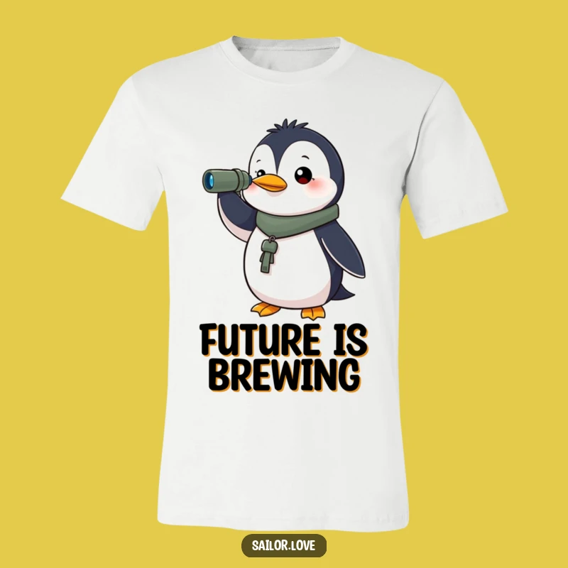 Funny Determined Penguin T-Shirt - Spyglass Horizon Design, Great Gift!