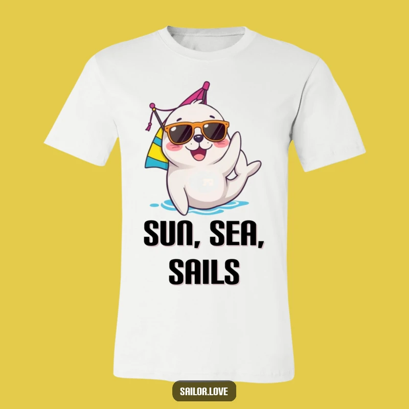 Funny Seal Sailing T-Shirt: Joyful Character with Sunglasses, Cool Nautical Tee