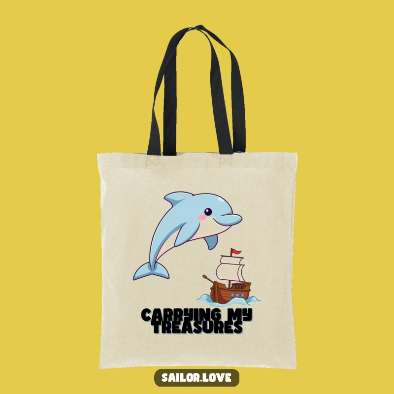 Funny Dolphin Sailor Tote Bag: Durable Joyful Leaper Carry-All