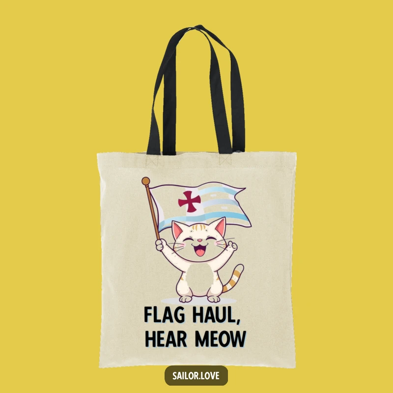Funny Cat Captain Tote Bag: Carry Your Treasures, Nautical Funny Gift