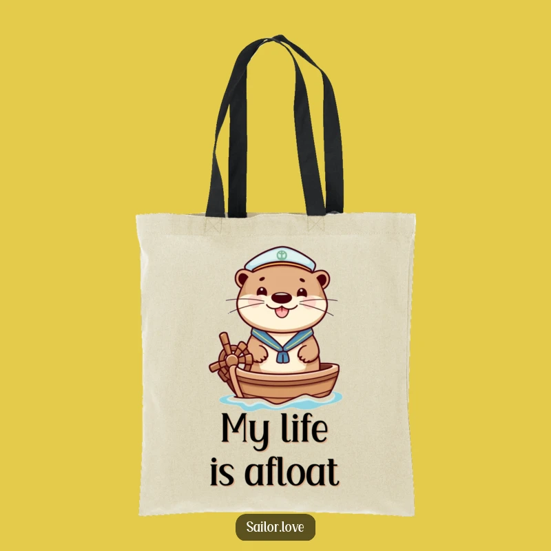 Funny Cheerful Otter Tote Bag - Sailor Boat Companion, Perfect Gift!
