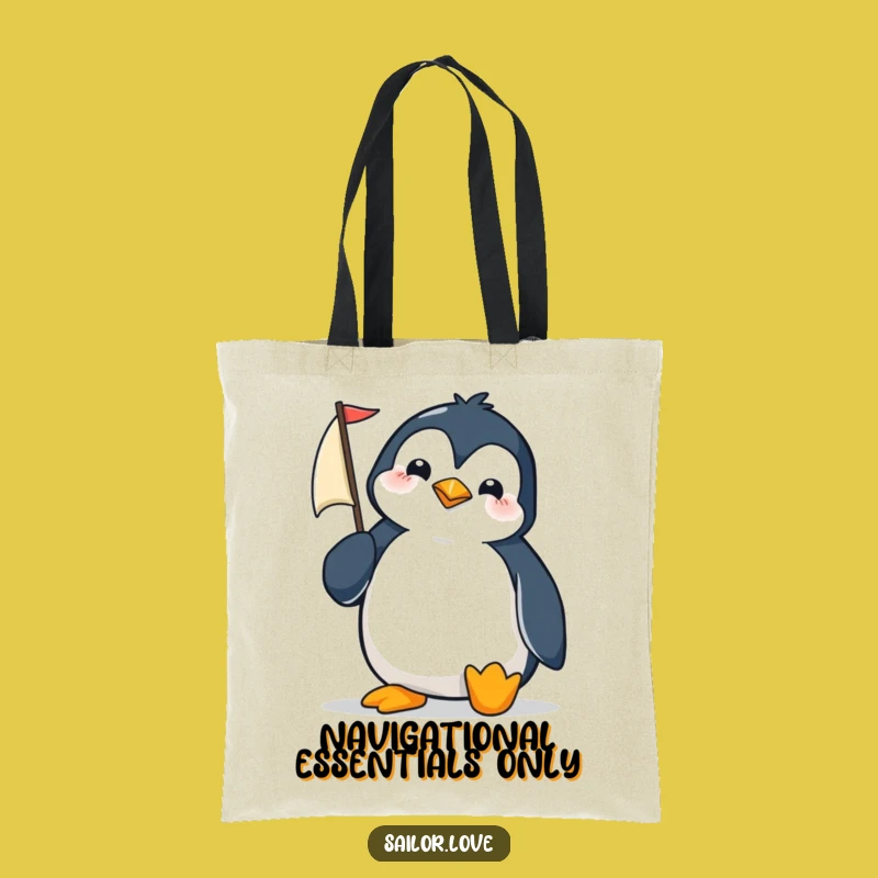 Funny Penguin Sailor Tote Bag: Durable Determined Navigator Carry-All